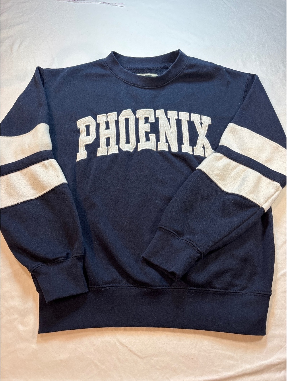 New York Popular Phoenix Varsity Sweatshirt Crewneck Navy Cream Size S